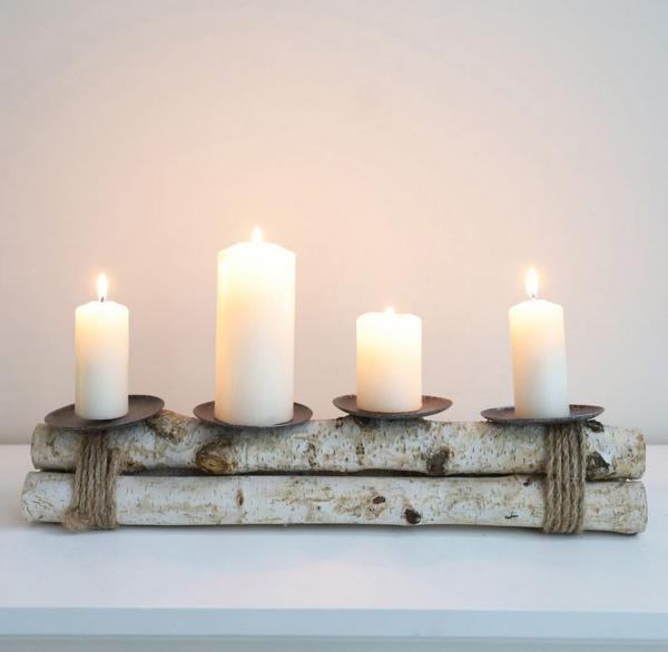 Kerzenhalter Advent aus Birkenholz 45 cm für 4 Kerzen